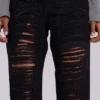 Jeans bootcut effilochés Zain, noir