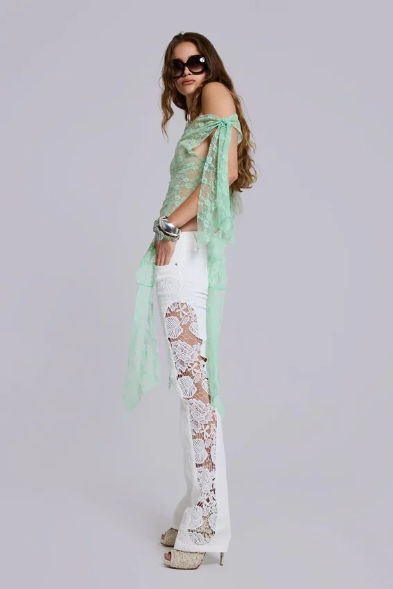 Jeans bootcut en dentelle Cooper