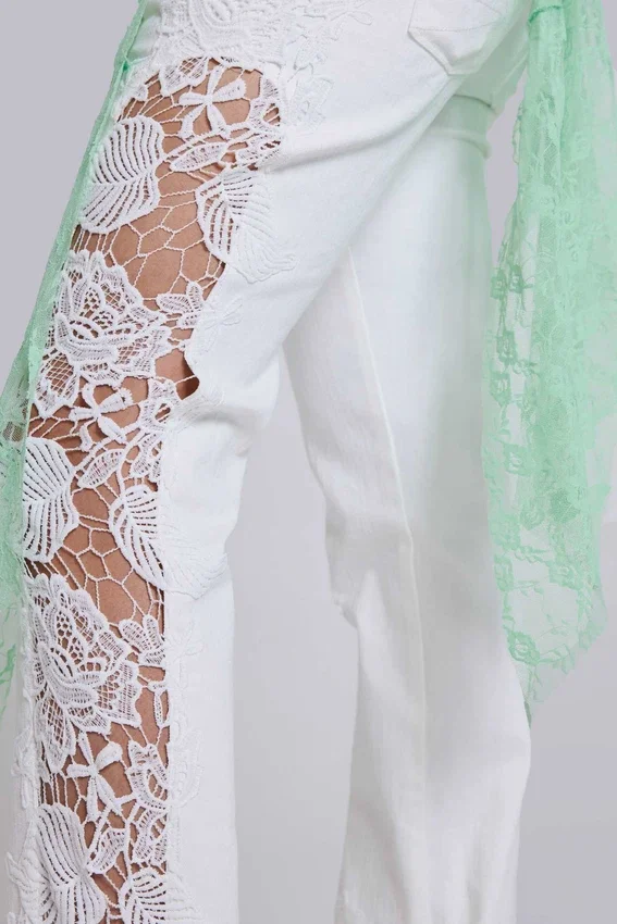 Jeans bootcut en dentelle Cooper