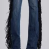 Jeans bootcut à franges El Topo, délavage bleu