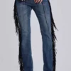 Jeans bootcut à franges El Topo, délavage bleu