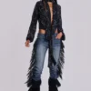 Jeans bootcut à franges El Topo, délavage bleu