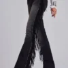 Jeans bootcut à franges El Topo, délavage noir