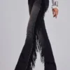Jeans bootcut à franges El Topo, délavage noir