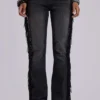 Jeans bootcut à franges El Topo, délavage noir