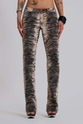 Jeans bootcut Leona Cooper à imprimé tigre