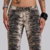 Jeans bootcut Leona Cooper à imprimé tigre