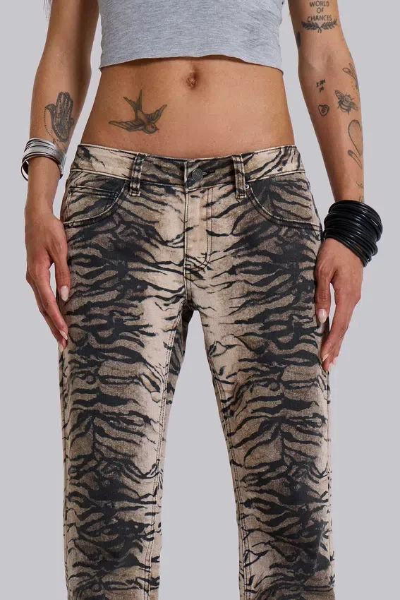 Jeans bootcut Leona Cooper à imprimé tigre