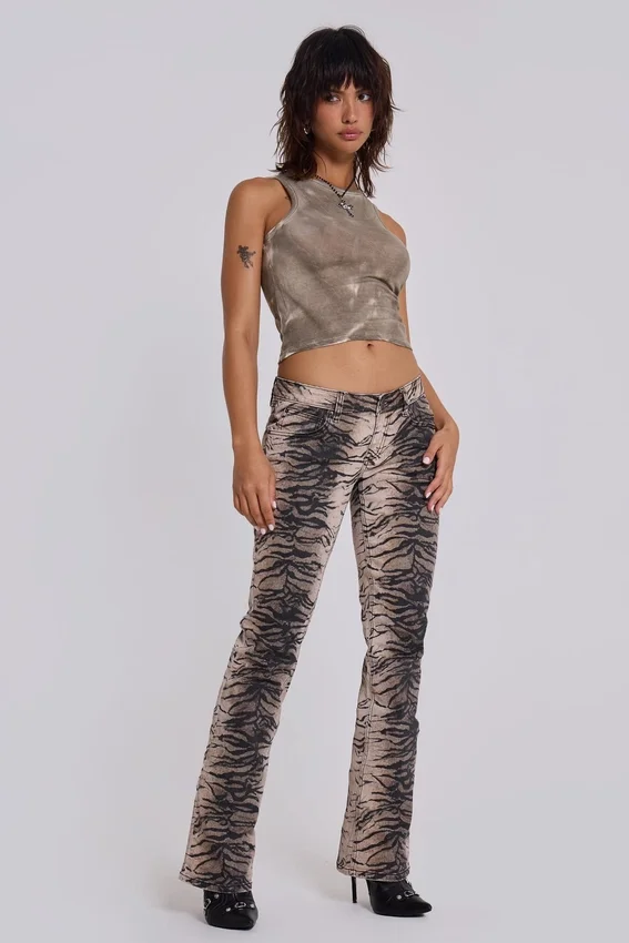 Jeans bootcut Leona Cooper à imprimé tigre