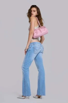 Jeans bootcut skinny taille basse Kelsey, délavage clair