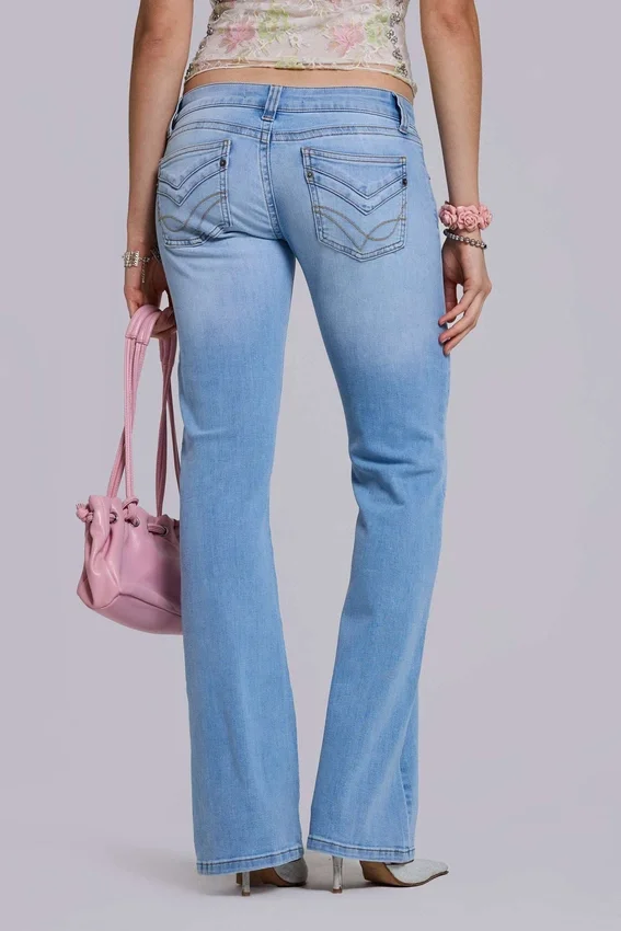 Jeans bootcut skinny taille basse Kelsey, délavage clair