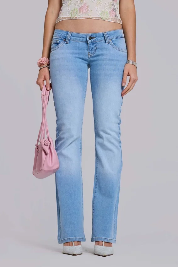 Jeans bootcut skinny taille basse Kelsey, délavage clair