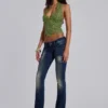 Jeans bootcut skinny taille basse Kelsey, délavage foncé