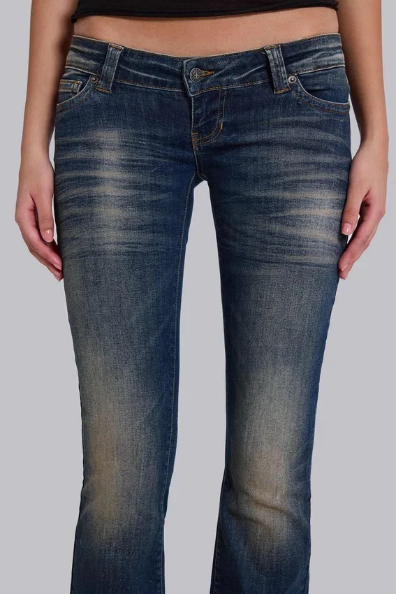 Jeans bootcut skinny taille basse Kelsey, délavage foncé