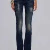 Jeans bootcut skinny taille basse Kelsey, délavage foncé