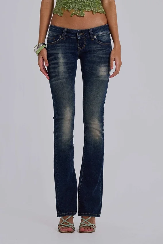 Jeans bootcut skinny taille basse Kelsey, délavage foncé