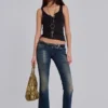 Jeans bootcut skinny taille basse Kelsey, délavage foncé