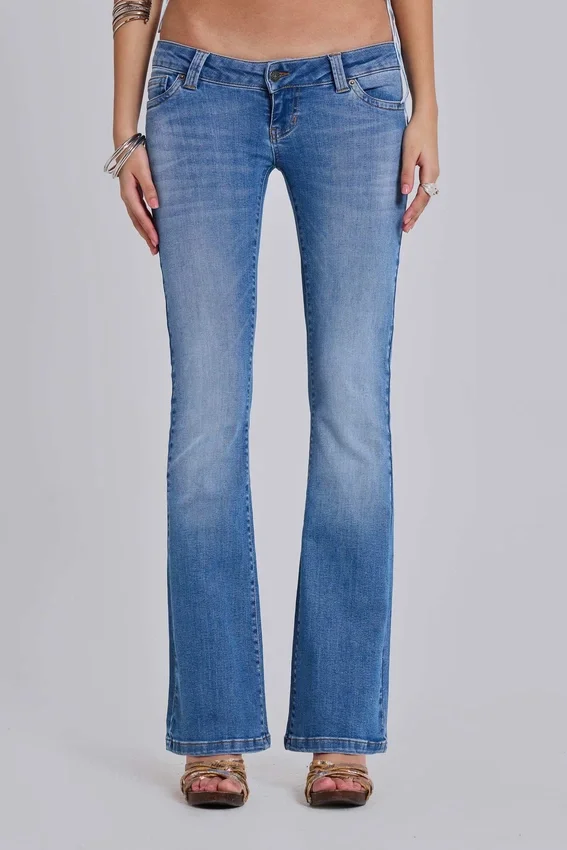 Jeans bootcut skinny taille basse Kelsey, délavage moyen