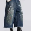 Jeans Carpenter court XL à effet éclaboussé