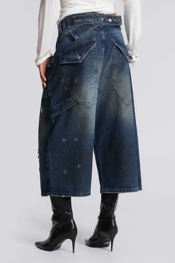 Jeans Carpenter court XL à effet éclaboussé