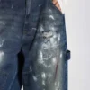 Jeans Carpenter court XL à effet éclaboussé