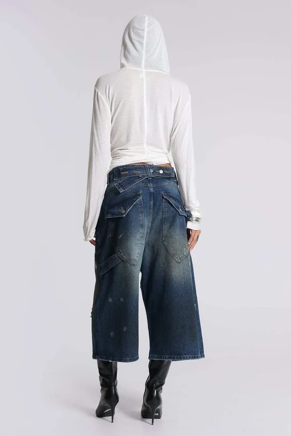 Jeans Carpenter court XL à effet éclaboussé