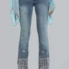 Jeans Cooper bootcut orné de perles cousues à la main