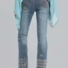 Jeans Cooper bootcut orné de perles cousues à la main