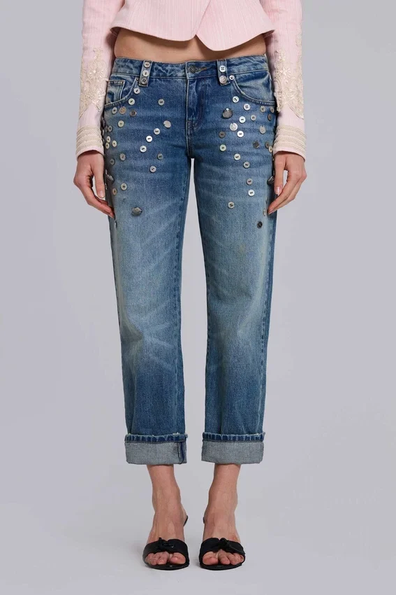 Jeans court Cooper orné
