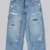 Jeans de charpentier bleu vintage délavé