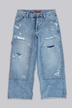 Jeans de charpentier bleu vintage délavé