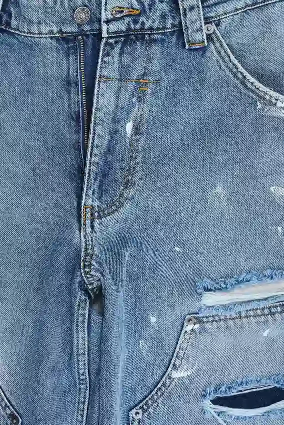 Jeans de charpentier bleu vintage délavé