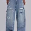 Jeans de charpentier bleu vintage délavé