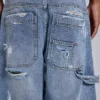 Jeans de charpentier bleu vintage délavé