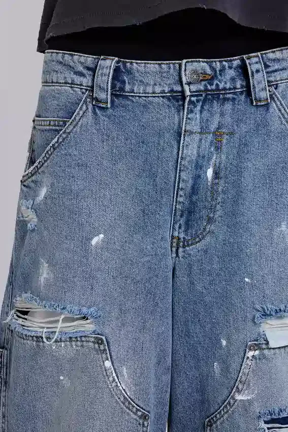 Jeans de charpentier bleu vintage délavé