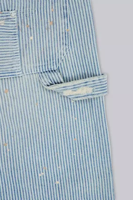 Jeans de charpentier à double genou à fines rayures