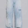 Jeans de charpentier à double genou à fines rayures