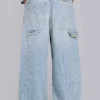 Jeans de charpentier à double genou à fines rayures