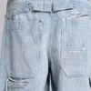 Jeans de charpentier à double genou à fines rayures
