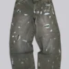 Jeans de charpentier ripstop kaki peint