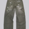 Jeans de charpentier ripstop kaki peint