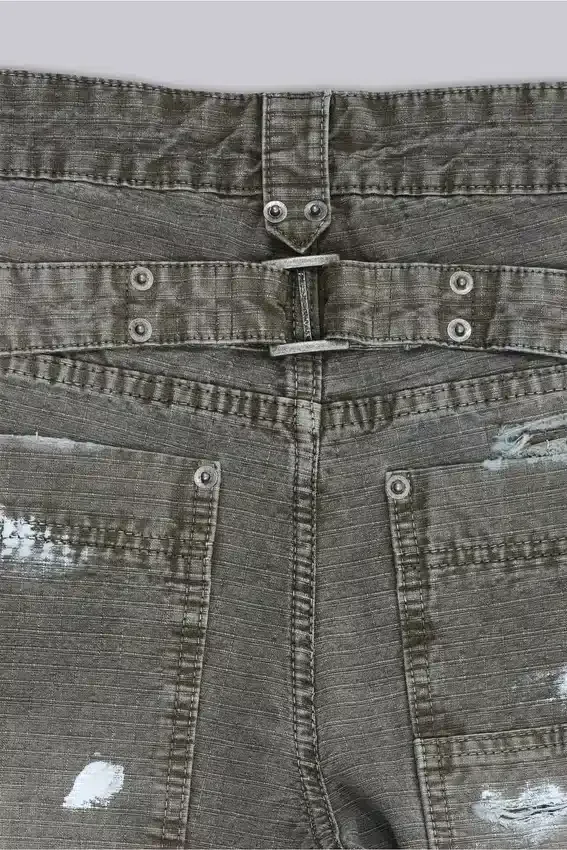 Jeans de charpentier ripstop kaki peint