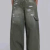 Jeans de charpentier ripstop kaki peint