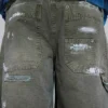 Jeans de charpentier ripstop kaki peint