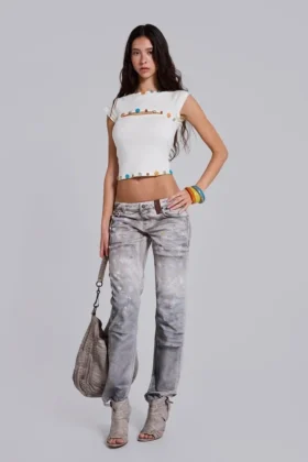 Jeans droit taille basse Rider, coloris Painter