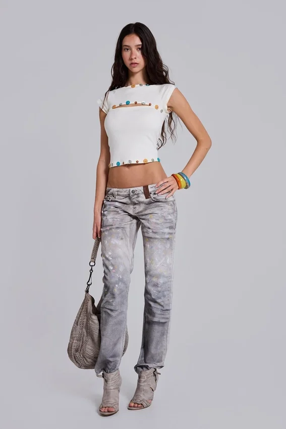 Jeans droit taille basse Rider, coloris Painter