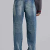 Jeans Hunter ample à jambes droites, délavage bleu