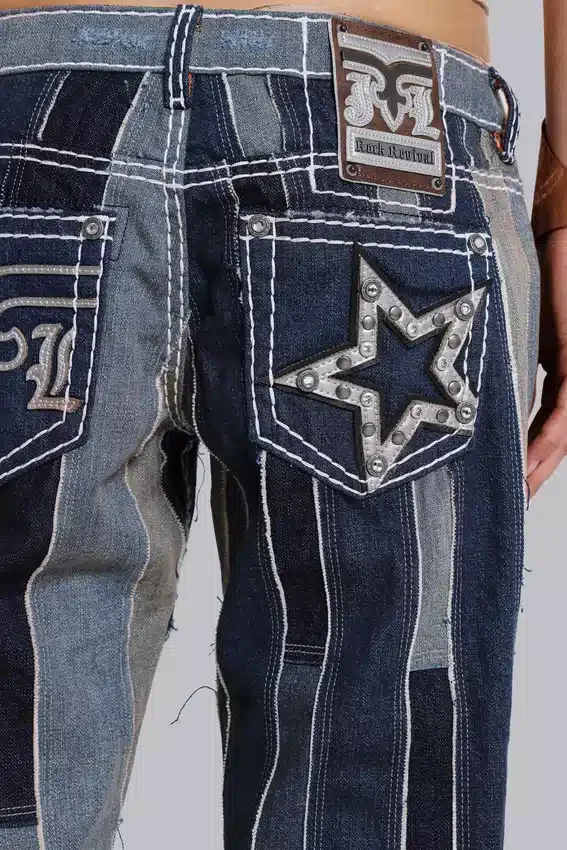Jeans Rider à patchwork de drapeaux Rock Revival
