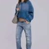 Jeans Rider taille basse à coupe droite, délavage clair