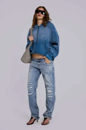 Jeans Rider taille basse à coupe droite, délavage clair